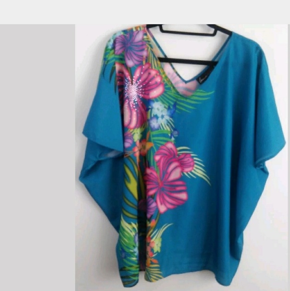 Lane Bryant Tops - Lane Bryan Floral Top Blouse Blue Pink Sz 16